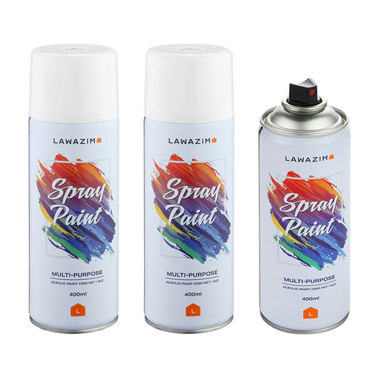 Pack Of 3 Spray Paint Set - 40 White - Multi-Surface 400ml Paint for Wood, Plastic, Metal, Interior & Exterior Uses