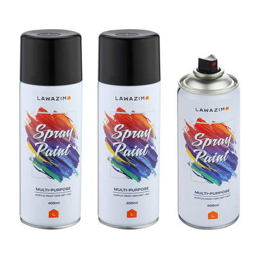 Pack Of 3 Spray Paint Set - 4 Matt Black - Multi-Surface 400ml Paint for Wood, Plastic, Metal, Interior & Exterior Uses