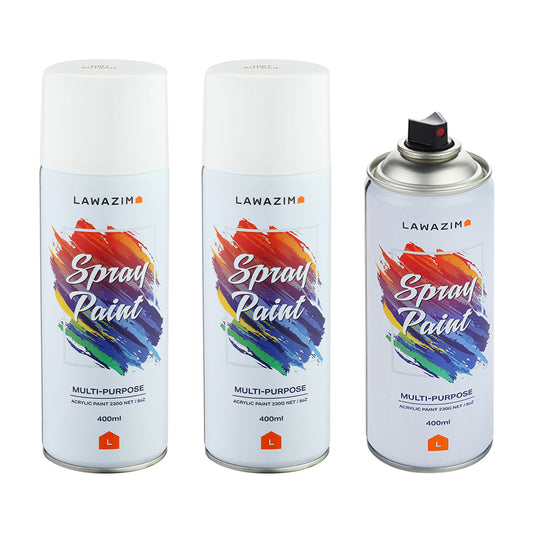 Pack Of 3 Spray Paint Set - 1007 Matt White - Multi-Surface 400ml Paint for Wood, Plastic, Metal, Interior & Exterior Uses