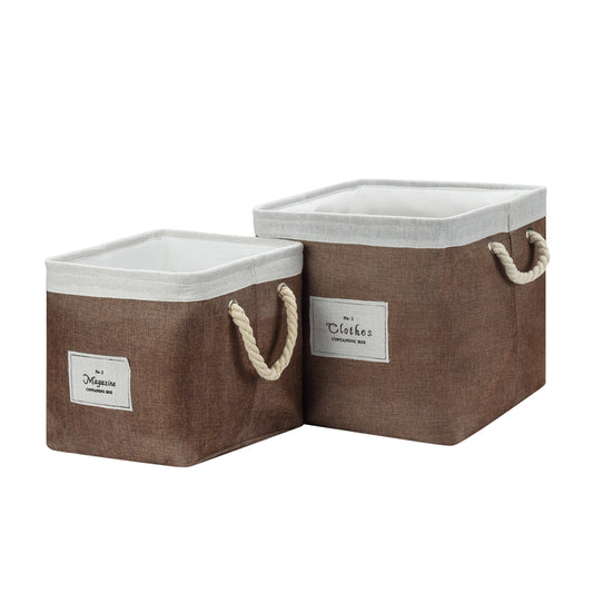 2-Piece Laundry Basket Set - Fabric Storage Bins with Rope Handles and Open-Top Design - Ideal for Clothes, Towels, Blankets, Bedrooms, Closets and Shelves