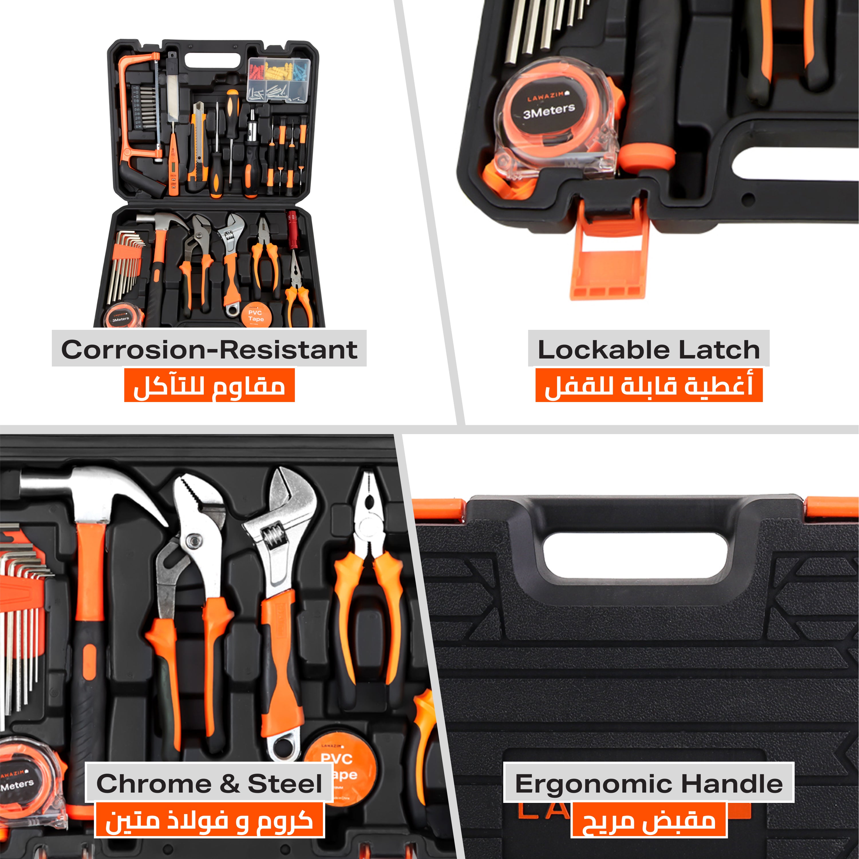 Tools Set - 100 Piece - Hand Tool Kit with Hammer, Pliers, Wrench