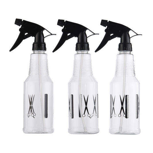 Spray Kit - 500ml, 3 Piece - Plastic Spray Bottles for Cleaning, Gardening, Haircare, Disinfecting, DIY Projects