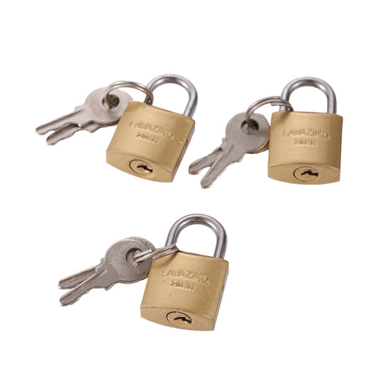 Padlock - 3 Piece Set 20mm Keyed Locks for Gates, Doors, Lockers, Toolboxes, Bikes, Luggage, and Cabinets