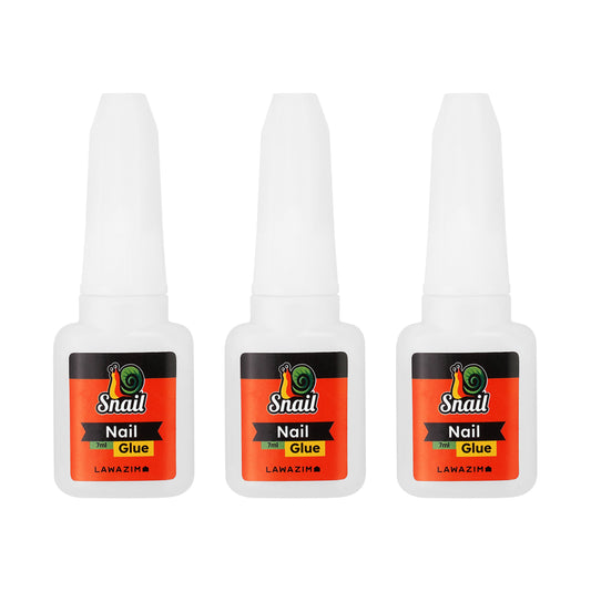 Snail Nail Glue Set - 3 Piece (7ml Each) Clear Super Glue for Wood, Metal, Plastic, Leather, Shoes, and DIY Repairs