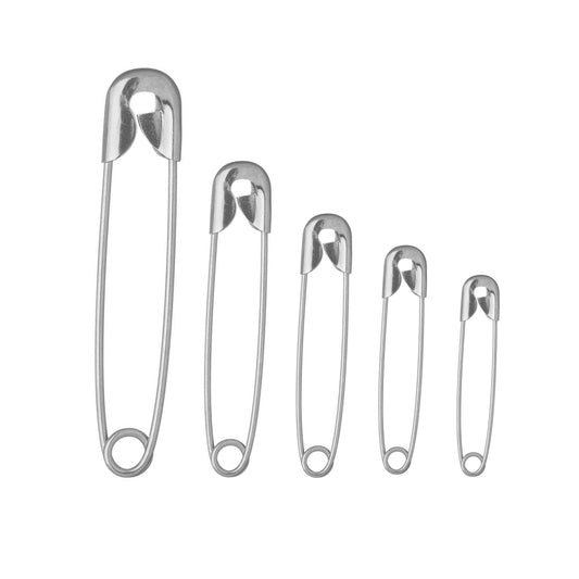 Metal Pins Set - Assorted Multi-Size Safety Pins for Sewing, Clothing Repairs, Crafting, DIY, and Household Use