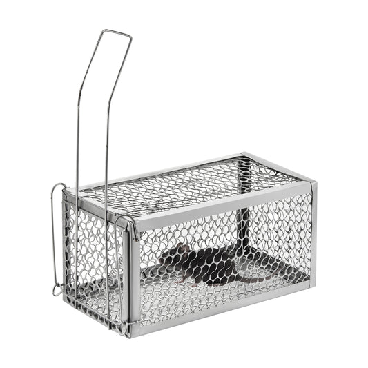 Small Mouse Cage - Silver Humane Live Catch Trap for Rodent Control and Safe Catch and Release