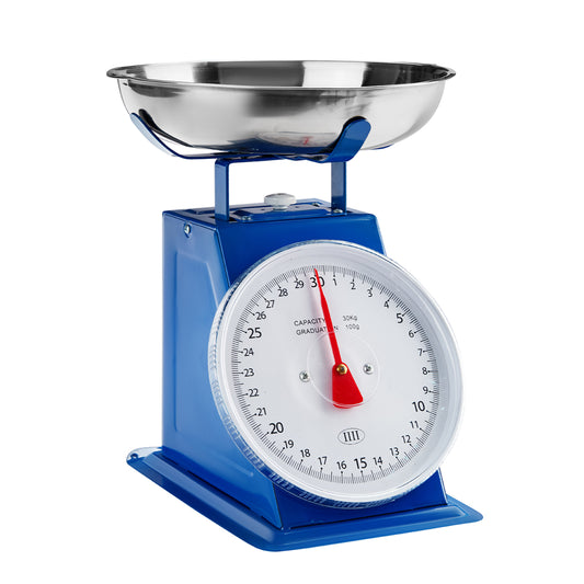 Mechanical Kitchen Scale -30kg Blue- Heavy-Duty Analog Dial Scale for Home and Commercial Use