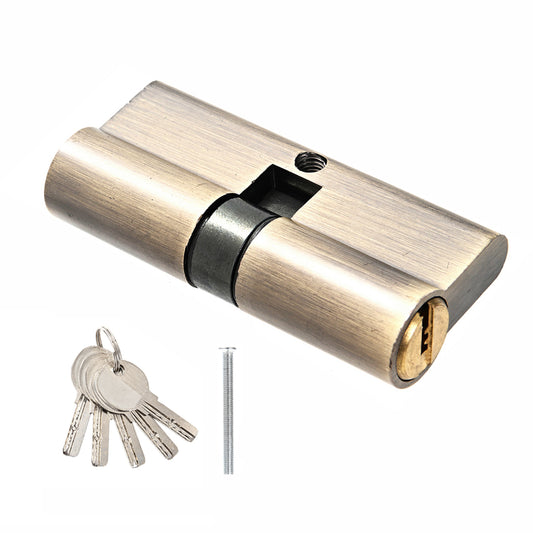 Lock Cylinder with 5 Keys - 70mm Brass Core Cylinder Lock for Doors, Garages, and Storage Units
