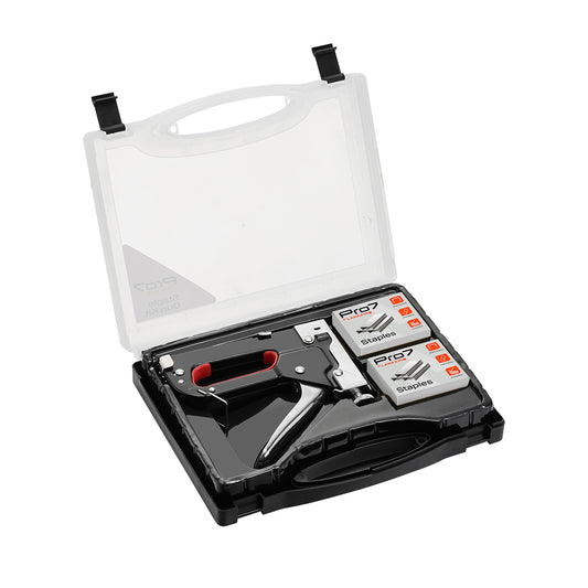 Staple Gun Kit - Heavy Duty Manual Stapler with Staples and Strength Adjustment Knob, Manual Brad Nailer for Carpentry, Upholstery, Woodworking, Furniture Repair, Crafts, and DIY Projects