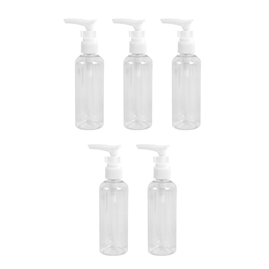 Plastic Travel Lotion Bottle Set - 5 Piece - Pump Bottles with Clip-Lock for Travel and Home Use