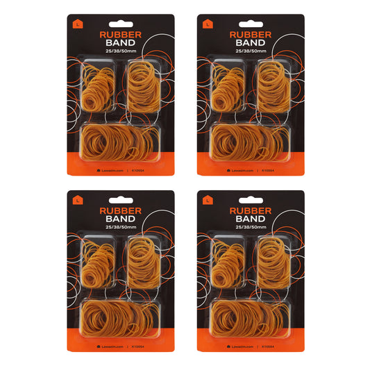 Rubber Band Set of 4 - 25/38/50mm Multi-Size Elastic Bands for Office, School, and Home Use