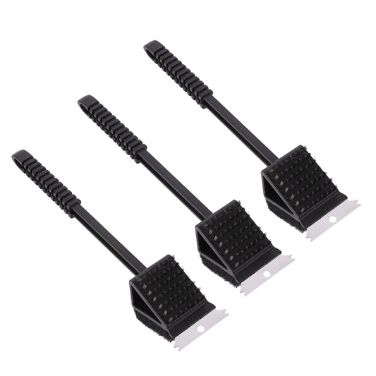 Heavy Duty Grill Brush with Scraper and Scour Pad Set of 3-36cm- for Outdoor Grills, Kitchen, BBQ & Stainless Grates
