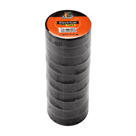 Snail Electrical Tape - 10 Piece Black Strong Adhesive Insulation Tape for Wiring, Repairs, Automotive, and DIY Use