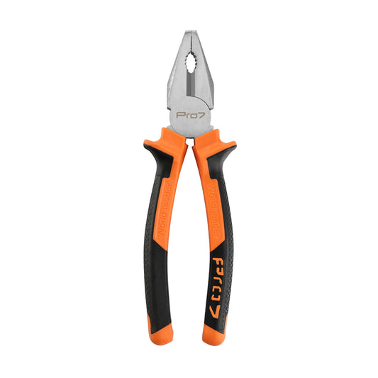 Combination Plier - Black and Orange - Rubber Handle Lineman Plier with Gripping, Twisting, Bending & Cutting Functions - Ideal for Electrical Work, Construction, Household Repairs