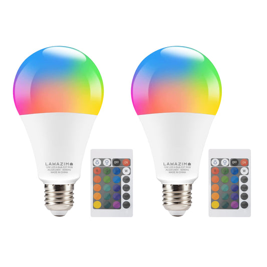 12W LED Bulb A80 E27 - 2 Pack 3000 - 7000K RGB - Color Changing Light for Home, Bedroom, and Living Room