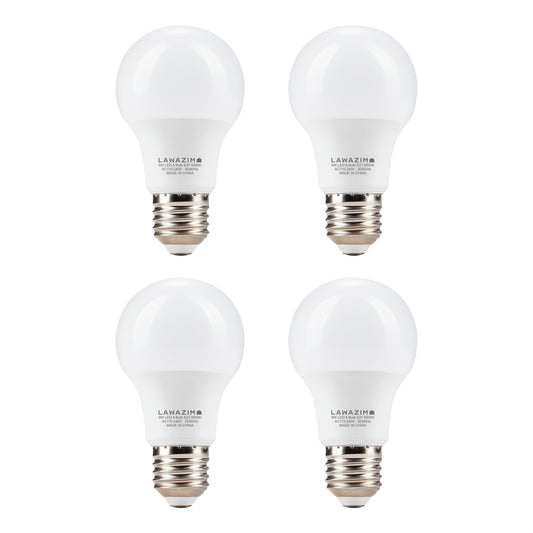 لمبة LED 9 واط A60 E27 - عبوة من 4 قطع - مصابيح موفرة للطاقة تعادل 55 واط غير قابلة للتعتيم لإضاءة المنزل والمطبخ وغرفة النوم