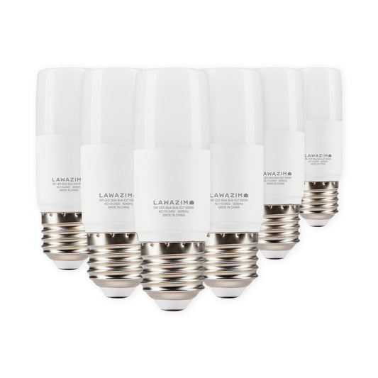 5W LED Stick E27 - 6 Pack - Energy Saving 35W Equivalent Non-Dimmable Lightbulbs for Wall Sconces, Desk Lamps, and Garage Use