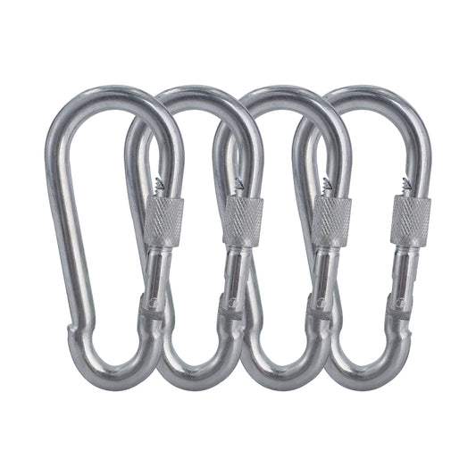 Carabiner Snap Hook with Screw Lock - 4 Piece - Carabiner Spring Snap Hooks for Ropes, Utility and Industrial Applications
