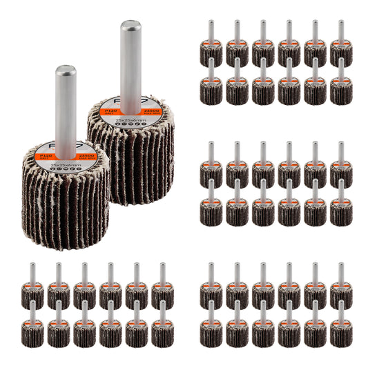 Sanding Flap Wheel for Drill -50 Piece, 25x25mm, 120 Grit- 1/4 inch 6mm Shank Mounted Aluminum Oxide Cylindrical Shape Grinding Abrasive Polishing Disc Sander for Metal Wood Paint Removal