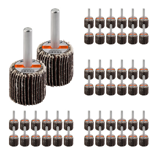Sanding Flap Wheel for Drill -50 Piece, 25x25mm, 220 Grit- 1/4 inch 6mm Shank Mounted Aluminum Oxide Cylindrical Shape Grinding Abrasive Polishing Disc Sander for Metal Wood Paint Removal