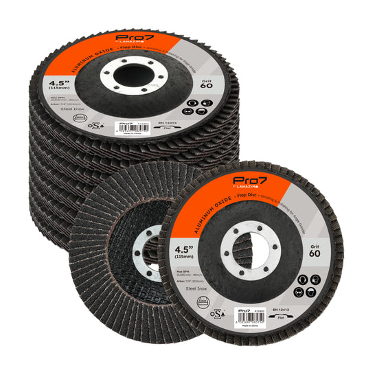 10 Pack Flap Disc Aluminum Oxide - 4.5 x 7/8-Inch - 115mm x 22.2 mm Type 27 Angle Grinder Attachment Grinding and Sanding Disc