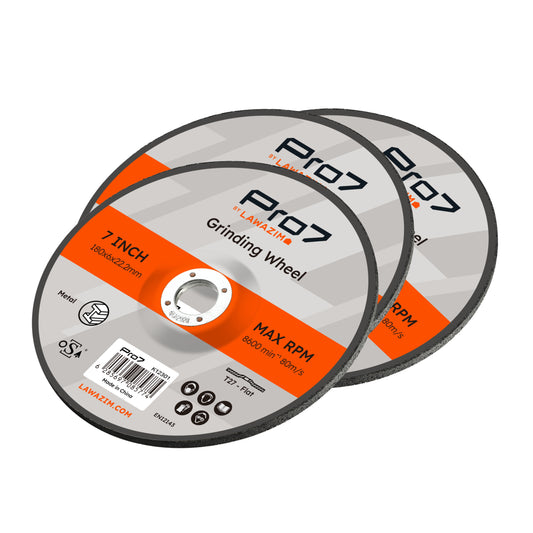 Grinding Disc for Metal - 3 Pack 7inch (180x6mm) - 7/8" Arbor Abrasive Angle Grinder Wheel - Ideal for Steel, Inox, Weld Grinding, Edge Blending, Deburring, and Heavy-Duty Surface Prep