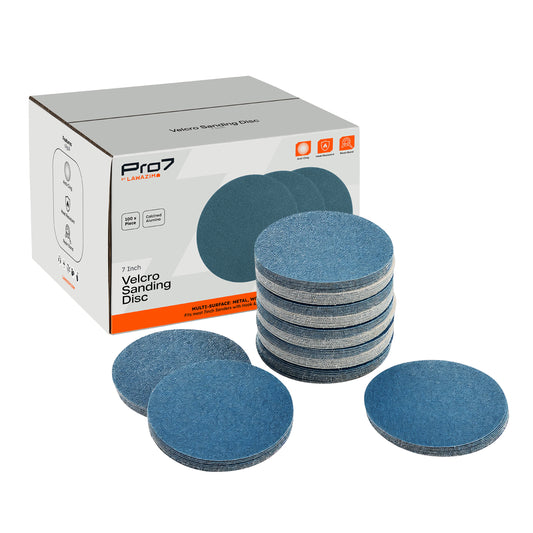 100 Pieces 7inch Velcro Sanding Disc Calcined Alumina 150 Grit - No-Hole Hook & Loop Round Sandpaper Disc, Random Orbital Sandpaper for Automotive, Woodworking, Metal Polishing