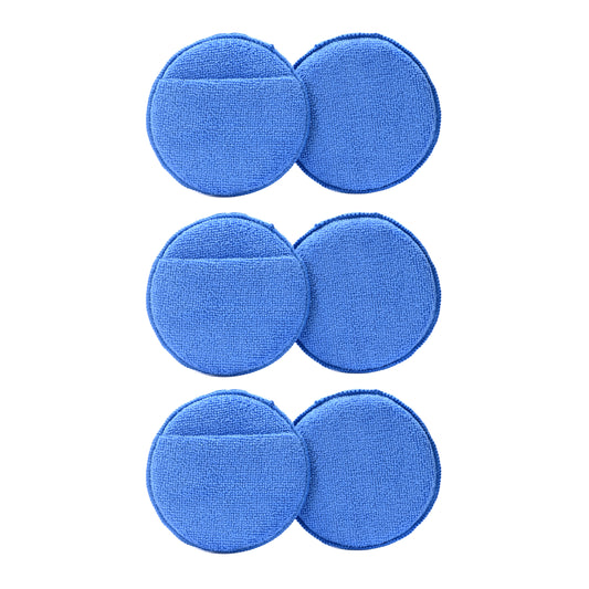 Microfiber Wax Applicator Pads - 6 Piece, 12x2cm - Car Wax Applicator, Buffing & Detail Polishing Foam Pads, Reusable & Washable Oil Applicator for Car Cleaning, Fine Polishing, Auto Detailing