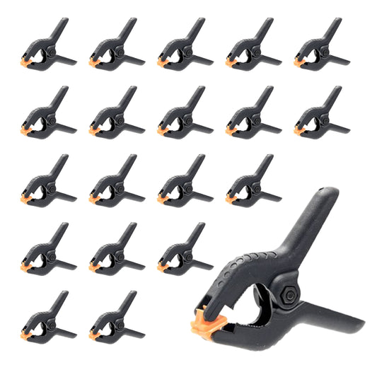 24-Pack Spring Clamp - 2inch - Plastic Small Clamps with Comfortable Anti-Slip Handle, Strong Grip, 1.18inch Jaw Opening, for Woodworking, Photography, Crafts, DIY Projects (Black)