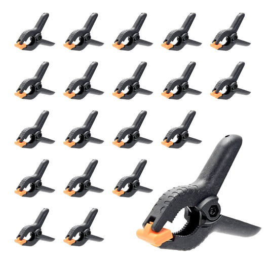 20-Pack Spring Clamp - 3inch - Plastic Small Clamps with Comfortable Anti-Slip Handle, Strong Grip, 1.57inch Jaw Opening, for Woodworking, Photography, Crafts, DIY Projects (Black)
