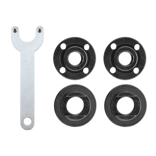 5pcs Angle Grinder Flange Nuts with Wrench - 115mm, 4.5", Inner and Outer Locking Nuts 4 pcs with Wrench Spanner, Universal Disc Replacement Tool