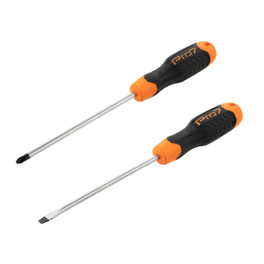 2-Piece Screwdriver Set - 6inch - Phillips and Flat Head Set, CR-V Steel, Magnetic Tips, Comfort Grip, Manual Repair Tool for Computer Repairing, Automobile Tools and Home Appliances
