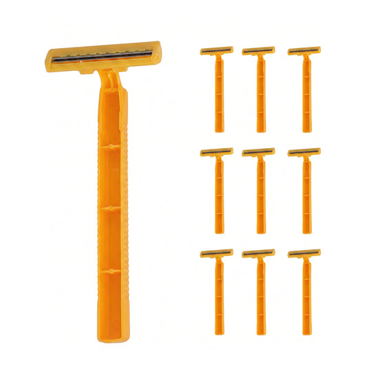 Disposable Razors - Pack of 10 - Dual Blade Disposable Shaving Razors with Non-Slip Handles and Protective Cap - Delivers Close Shave for Legs, Arms, Underarms, and Daily Grooming Use