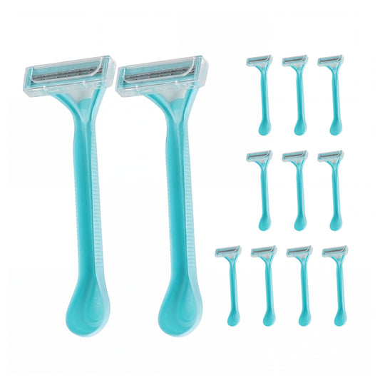 Women's Disposable Razors - Pack of 12 - Disposable Women's Shaving Razors with Non-Slip Handles and Protective Cap - Ideal for Legs, Arms, Underarms, Travel, and Daily Grooming Use