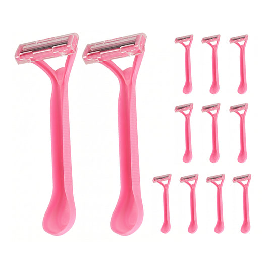 Women's Disposable Razors - Pack of 12 - Dual Blade Disposable Women's Shaving Razors with Non-Slip Handles and Protective Cap -Ideal for Legs, Arms, Underarms, Travel, and Daily Grooming Use