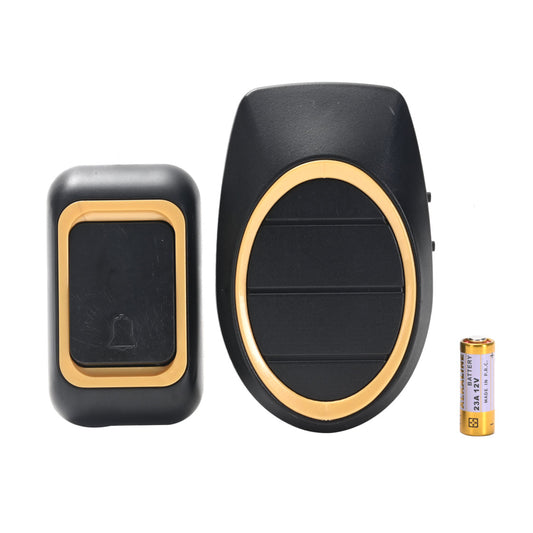 Wireless Doorbell - Battery Operated Doorbell Kit with 1 Transmitter, 1 Receiver, Battery, Adjustable Volume and Chime - Ideal for Home, Office, Apartment, Shop, and Classroom Use - Black
