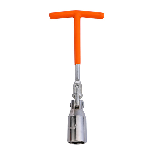 T-Handle Spark Plug Wrench - 21mm 22cm - Chrome Carbon Steel Spark Plug Socket Wrench with 270° Flexible Head and Ergonomic Handle for Automotive Maintenance