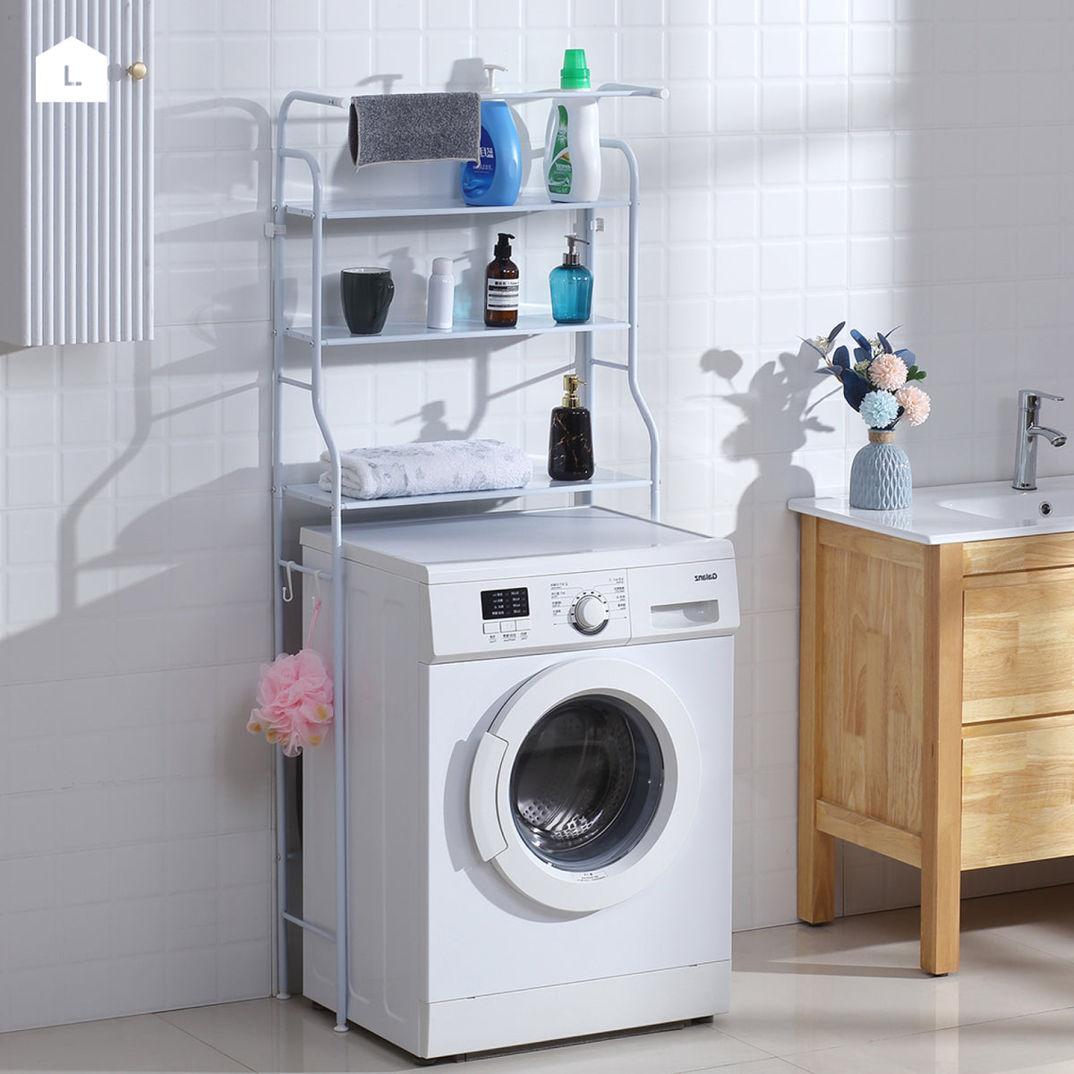 Upgraded Washing Machine Rack with Towel - Over-The-Washer Storage Org ...