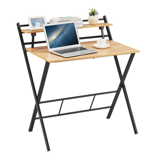 Foldable Computer Table - Two Tier Desk for Writing, Working, Studying, and Small Spaces