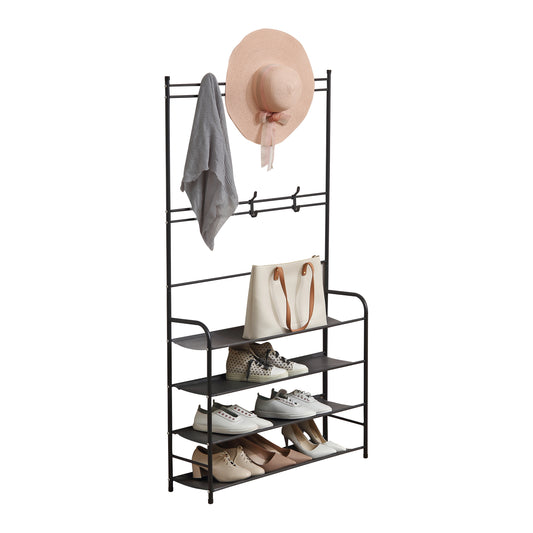 4 Layer Shoes Rack and Coat Hanger - 80cm - Coat and Shoe Rack for Bedrooms, Hallways, and Apartments