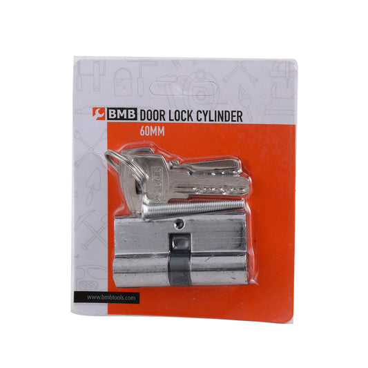 Door Lock Cylinder 60Mm With 3Pcs Keys - Silver