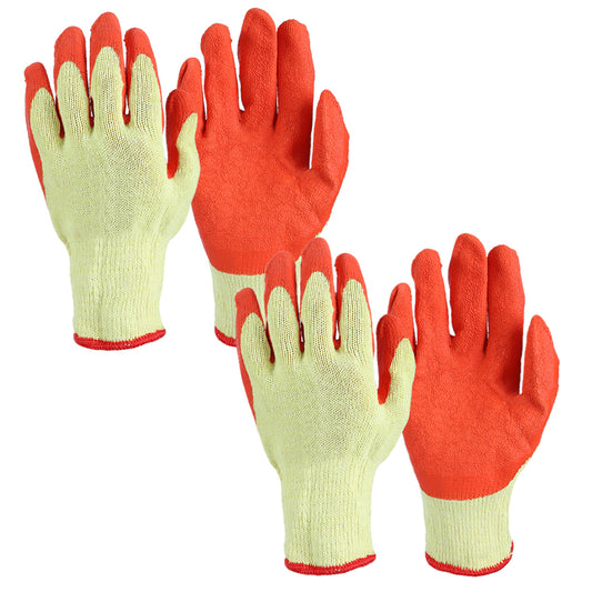 2-Pairs Rubber Safety Gloves Set - Yellow/Orange