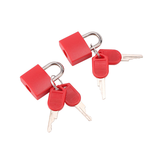Padlock with Two Plastic Handle Keys Size - 2 Piece 23mm - Small Security Locks with Solid Body and Matching Keys for Luggage, Bags, Cabinets, and Travel