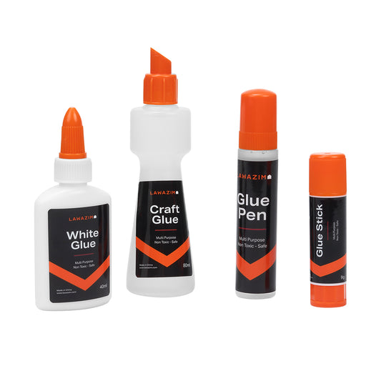 Multipurpose Glue Set - 4 Piece - Includes White Glue, Craft Glue, Glue Pen, and Glue Stick - for School, Office, Crafts, Paper, Fabric, and DIY Projects