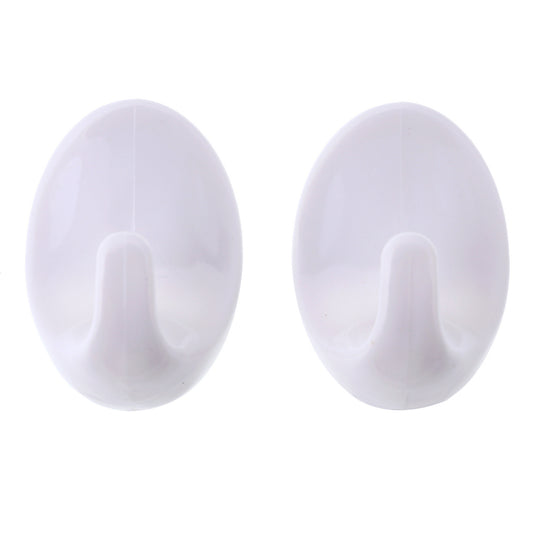 Round Adhesive Hooks - 2 Piece Large - Wall Mount Self-Adhesive Hanging Hooks for Kitchen, Bathroom, Doors, and Office Use