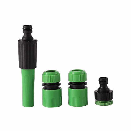 Hose Connector Set - 4 Piece - Garden Hose Fittings with Spray Nozzle, Quick Connect Adapters, and Tap Connector - for Watering, Cleaning, and Outdoor Use