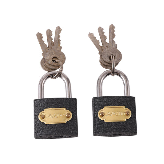 Cast Iron Padlock - 2 Piece 32mm - Security Lock with Hardened Shackle and Keys - for Gates, Lockers, Doors, Cabinets, Toolboxes, and Outdoor Use