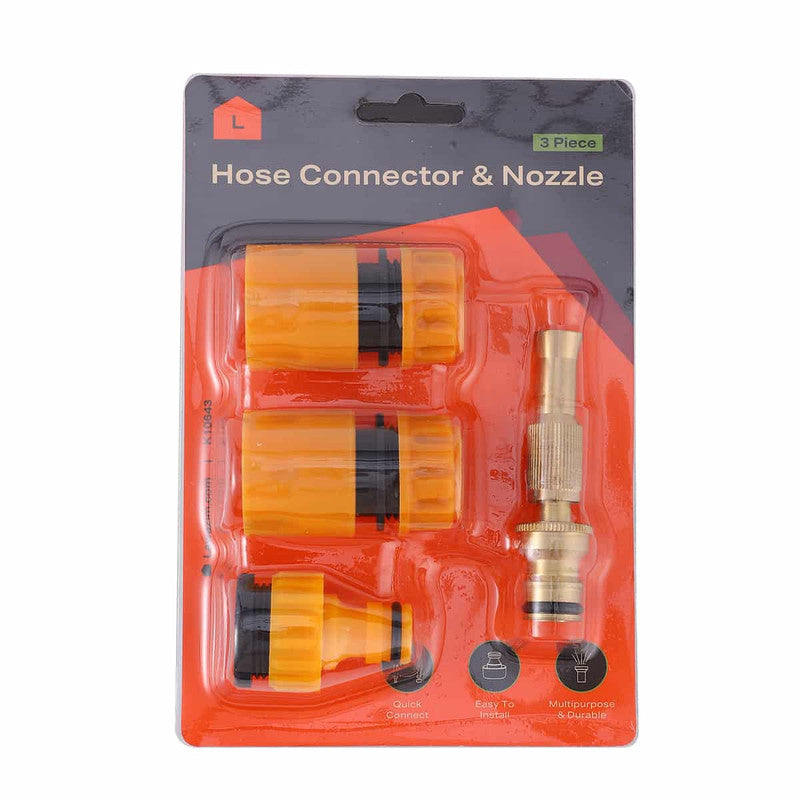 3-Piece Garden Hose Conncetor With Nozzle