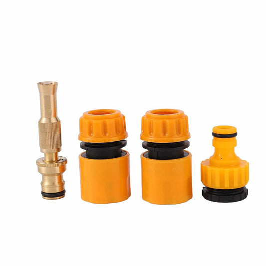 Garden Hose Connector with Nozzle - 3 Piece Set with Spray Nozzle, Quick Connect Fittings, and Tap Adapter - for Watering, Cleaning, and Car Wash