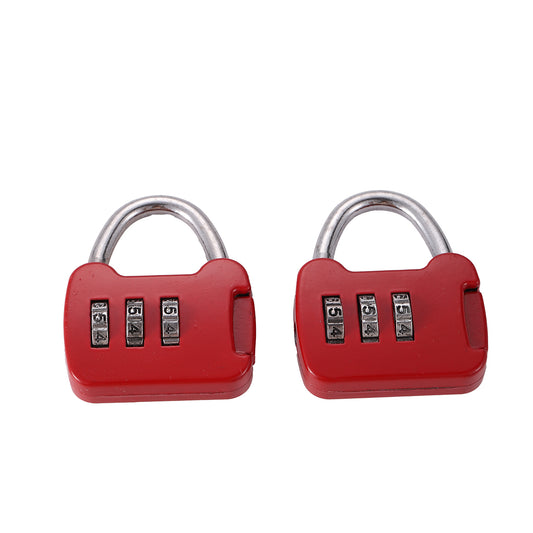 Travel Lock - 2 Piece Red - 3-Digit Combination Padlock for Luggage, Suitcases, Backpacks, Lockers, Gym Bags, and Travel Security
